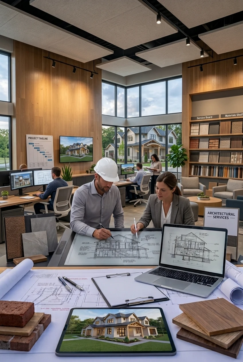 Design and drafting work turning a project concept into construction-ready drawings